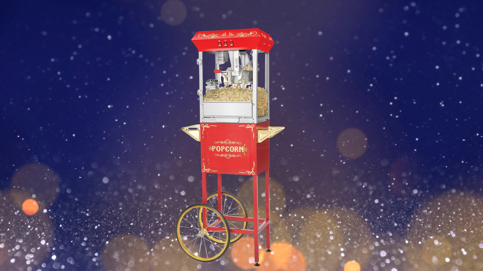 995 Skapa doften och känslan av biokväll på festen med en klassisk popcornmaskin. Maskinen gör det enkelt att servera nygräddade popcorn som uppskattas av både barn och vuxna. Perfekt till kalas, företagsevent och temafester. Ett roligt inslag som ger både smak och stämning till evenemanget.